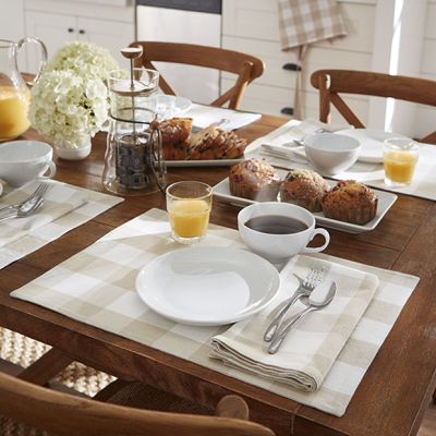 Tan and White Check Placemats Set of 4