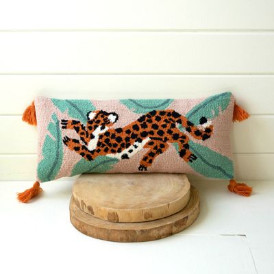 Tasseled Cheetah Lumbar Accent Pillow