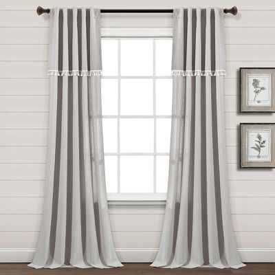 Tasseled Faux Linen Curtain Panel Set of 2