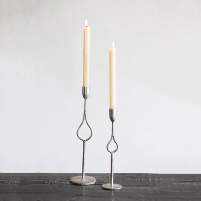 Tear Drop Iron Taper Candle Holder Set of 2