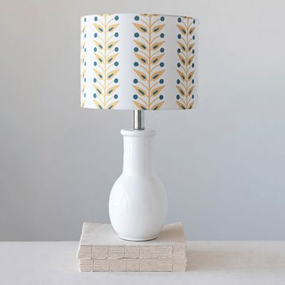 Terracotta Table Lamp With Botanical Linen Shade