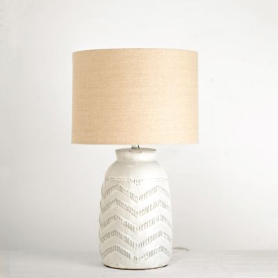 Textured Chevron Base Lamp With Shade