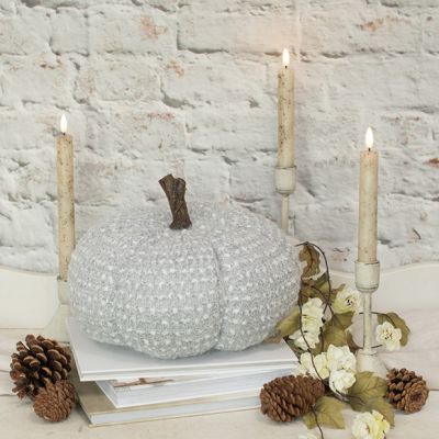 Textured Fabric Pumpkin with Faux Wood Stem