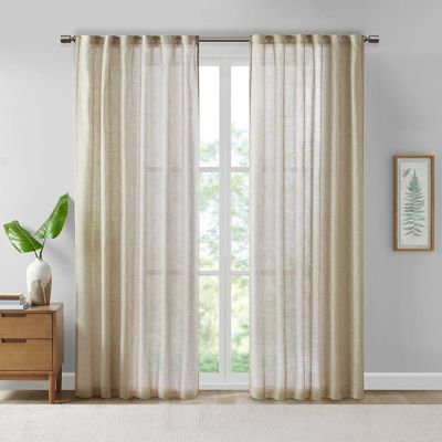 Textured Faux Linen Curtain Panel