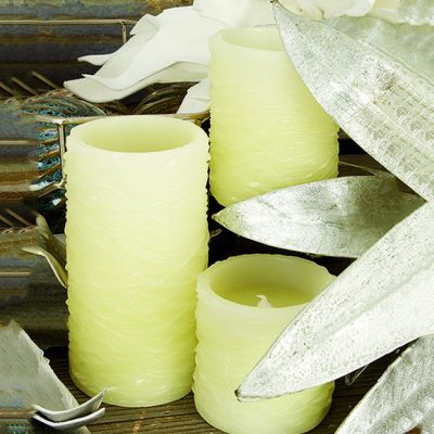 Textured LED Pillar Candle With Remote Set of 3