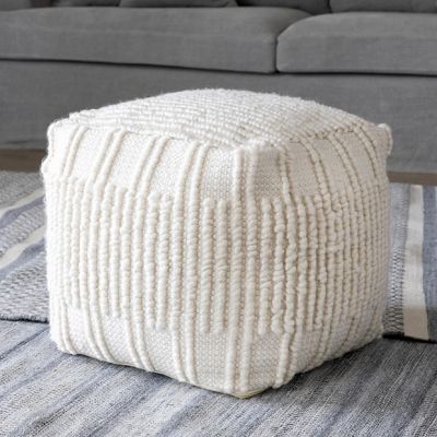 Textured Pattern Pouf Ottoman