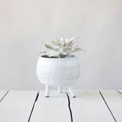 Textured Terracotta Footed Planter