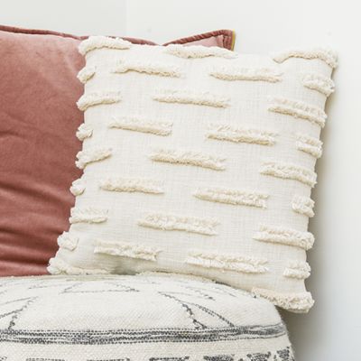 Textured Woven Cotton Throw Pillow