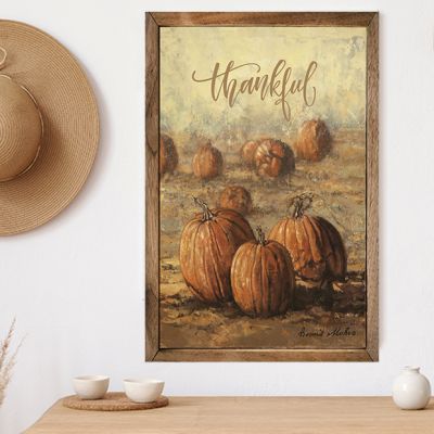 Thankful Pumpkins Wood Framed Wall Art