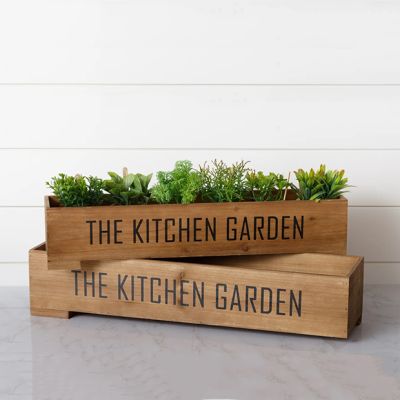 The Kitchen Garden Wooden Herb Box Planter Set of 2