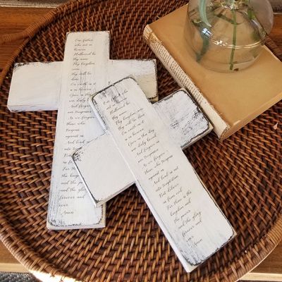 The Lords Prayer Wooden Cross Decor 8 inch