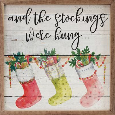 The Stockings Were Hung Whitewash Framed Wall Art