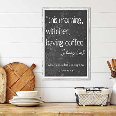 This Morning With her Having Coffee Canvas Wall Sign