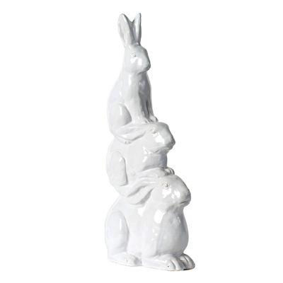 Three Bunny Ceramic Figurine