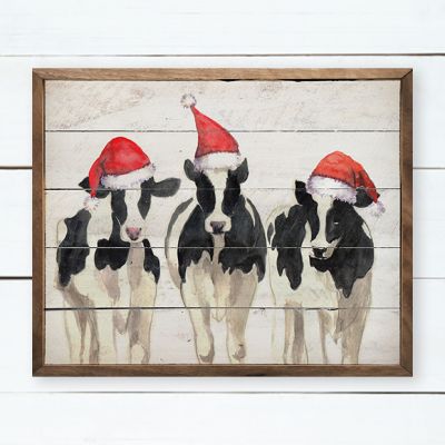 Three Christmas Cows Framed Wall Art