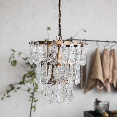 Three Tiered Hanging Glass Pane Chandelier