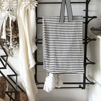 Throw Blanket With Stripes and Tassels