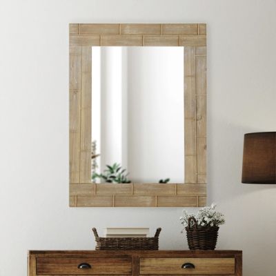 Tile Pattern Wood Frame Wall Mirror