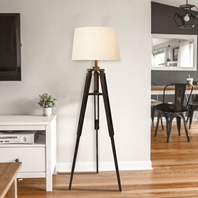 Tripod Floor Lamp With Cotton Shade