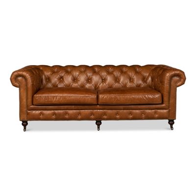 Tufted Leather Club Sofa