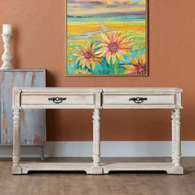Turned Leg Two Drawer Console Table