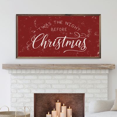 Twas The Night Before Christmas White On Red Wall Art