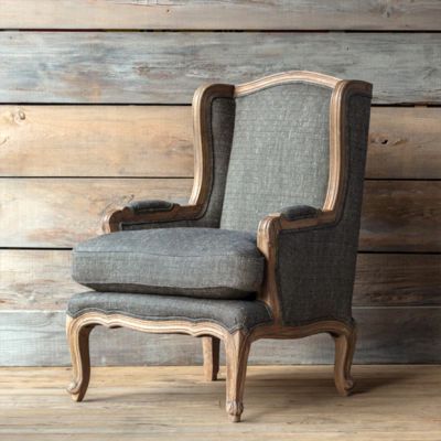 Tweed Upholstered Wingback Chair
