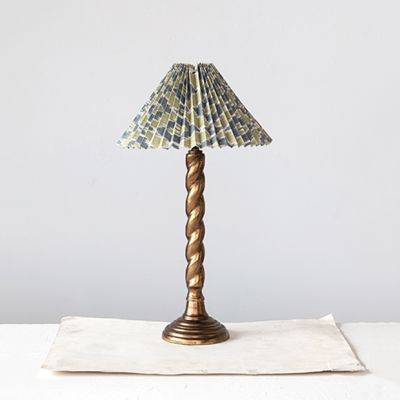 Twisted Brass Table Lamp With Ikat Shade