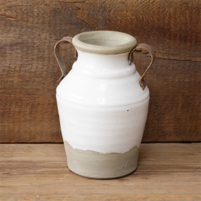 Two Handled Earthenware Vase 8.5 Inch