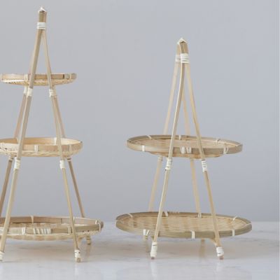 Two Tier Woven Bamboo Tray