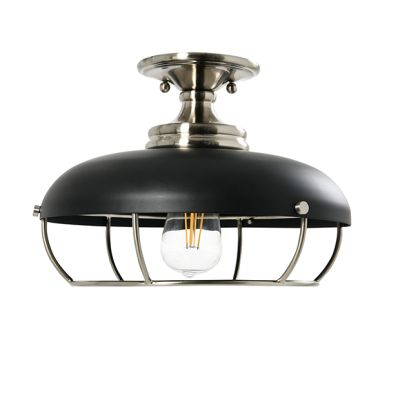 Two Tone Caged Metal Semi Flush Ceiling Light