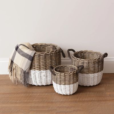 Two Tone Willow Basket Set of 3