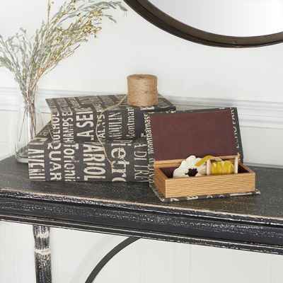 Typography Covered Faux Book Box