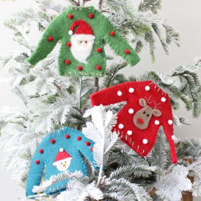 Ugly Holiday Sweater Ornament Set of 3