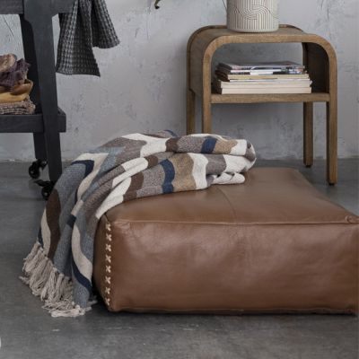 Urban Farmhouse Leather Pouf Cushion