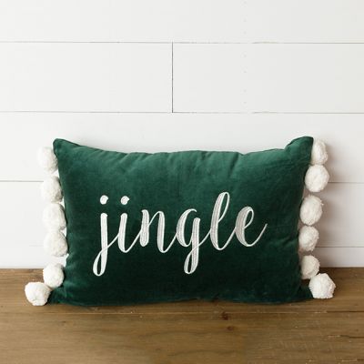 Velvet Jingle Pillow With Poms