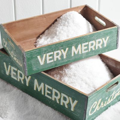 Very Merry Wood Crate Set of 2