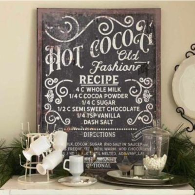 Vintage Hot Cocoa Recipe Sign