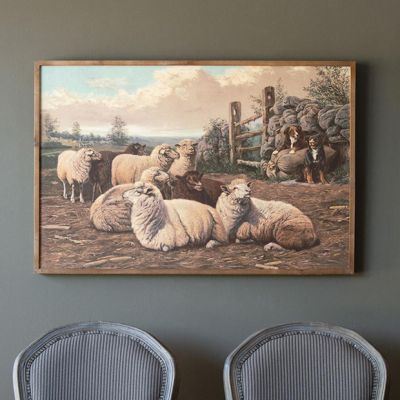 Vintage Inspired Framed Farm Sheep Print