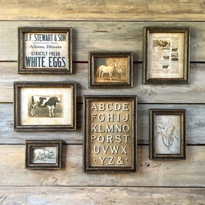 Vintage Inspired Framed Feed Store Print Collection Set of 7
