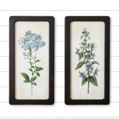 Vintage Inspired Framed Floral Prints, Set of 2