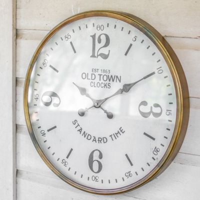 Vintage Inspired Gold Rim Station Wall Clock