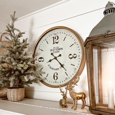 Vintage Inspired Gold Rim Station Wall Clock