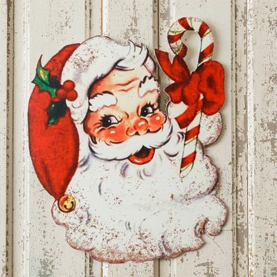 Vintage Inspired Jolly Santa Wall Art