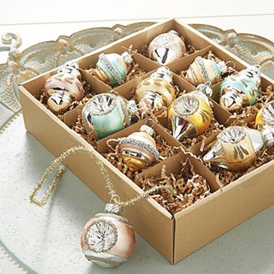 Vintage Inspired Mixed Pastel Ornament Set of 12