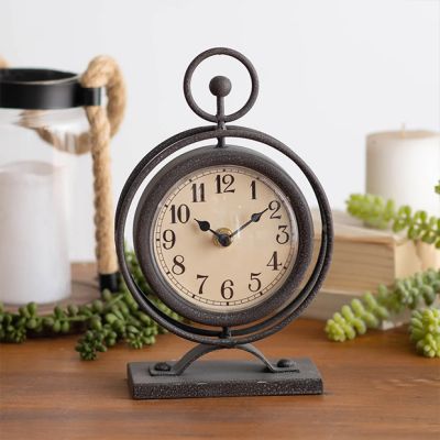 Vintage Inspired Round Metal Table Clock