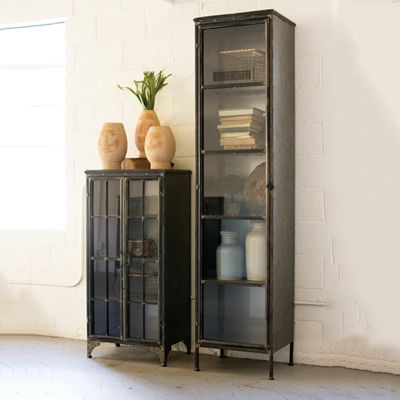 Vintage Inspired Tall Apothecary Display Cabinet