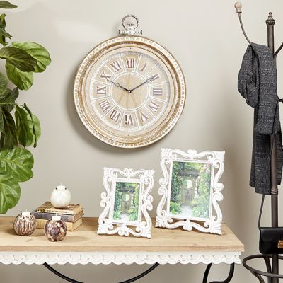 Vintage Inspired Whitewashed Wall Clock