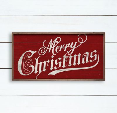 Vintage Merry Christmas Red Wall Art