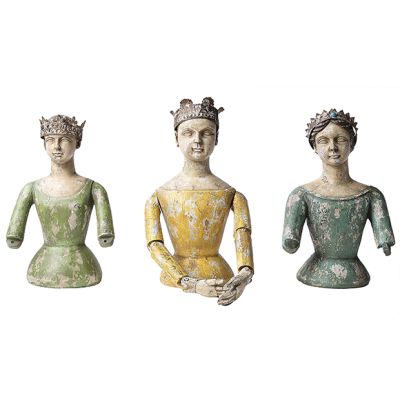 Vintage Reproduction Crowned Bust Figurines Set of 3